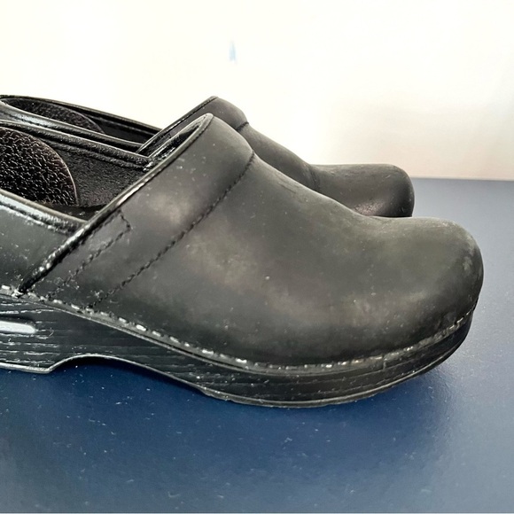 Dansko Professional Matte Black Leather Platform Slip On Clog Shoes Size 36 - Picture 7 of 16
